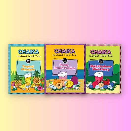 Iced tea combo Pack - Tropical Pineapple, Pondy Peach Passion Fruit & Mahabaleshwar Mixed Berry (30 Sachets)